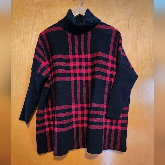 Pumpkin Mock Neck Poncho Sweater